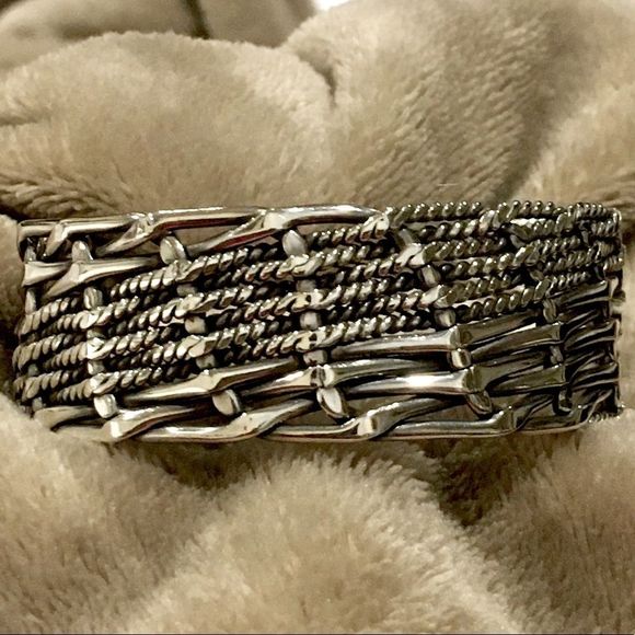 VINTAGE Sterling Silver Modern Cuff Bracelet - Picture 9 of 14